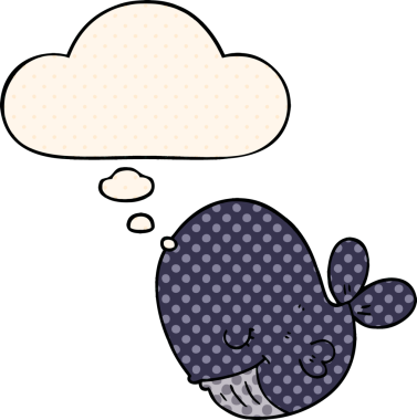 Çizgi roman tarzında bir insan tarafından çizilmiş düşünce balinası.