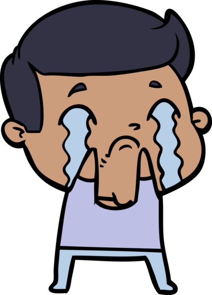 Bir insan tarafından çizilmiş ağlayan çizgi film adamı.