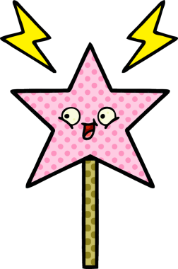 Bir insan tarafından çizilmiş sihirli değnek çizgi romanı.