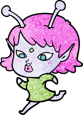 Bir insan tarafından çizilmiş güzel uzaylı kız.