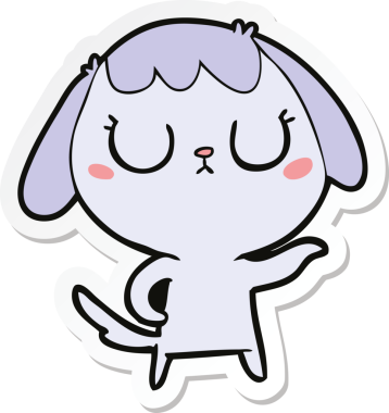 Bir insan tarafından çizilmiş şirin bir köpeğin çıkartması.