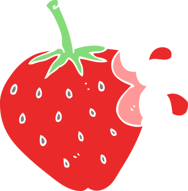 Bir insan tarafından çizilmiş çileğin düz renk çizimi