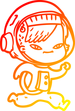 Bir insan tarafından çizilmiş bir astronot kadın çizgi çizimi.