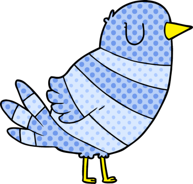 Bir insan tarafından çizilmiş çizgi film kuşu.