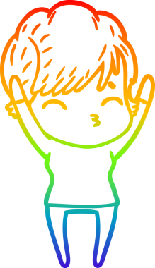 Gökkuşağı gradyan çizgi çizimi Bir insan tarafından çizilmiş bir çizgi kadın