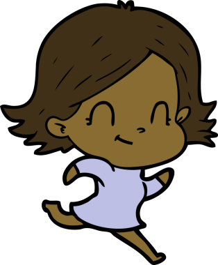 Bir insan tarafından çizilmiş karikatür dostu kız.