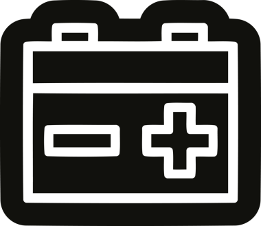 Bir insan tarafından çizilmiş endüstriyel pil simgesi