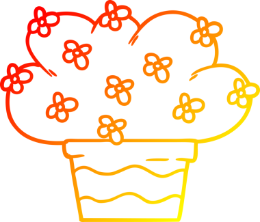 Bir insan tarafından çizilmiş karikatür bitkisinin sıcak gradyan çizimi