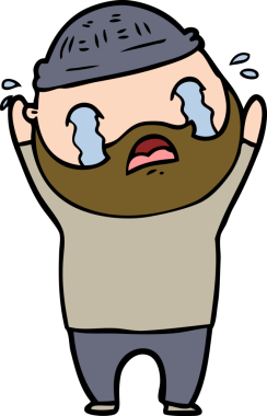 Çizgi film sakallı adam bir insan tarafından çizilmiş ağlıyor.