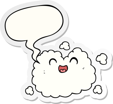 çizgi film mutlu duman bulutu konuşma kabarcığı etiketli bir insan tarafından çizilmiş