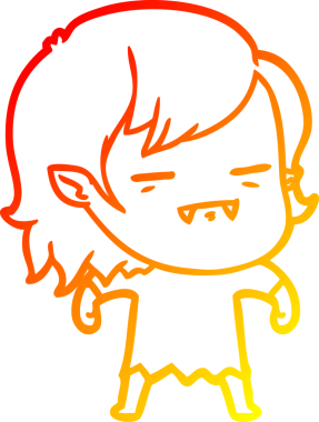 Bir insan tarafından çizilmiş ölümsüz vampir bir kızın sıcak çizgi çizimi