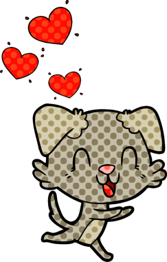 Bir insan tarafından çizilmiş gülen çizgi film köpeği.