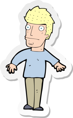 Bir insan tarafından çizilmiş endişeli bir karikatür çıkartması.