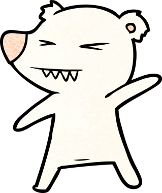 Bir insan tarafından çizilmiş kızgın kutup ayısı çizgi filmi.