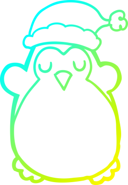 Bir insan tarafından çizilmiş şirin bir noel pengueninin soğuk gradyan çizgisi.