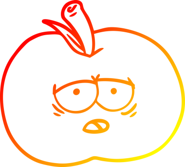 Bir insan tarafından çizilen elma çizgi romanının sıcak gradyan çizimi