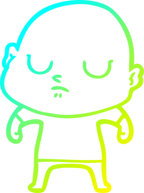 Bir insan tarafından çizilmiş kel bir adamın soğuk çizgi çizimi.