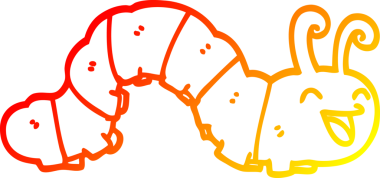 Bir insan tarafından çizilmiş sevimli bir tırtılın sıcak çizgi çizimi