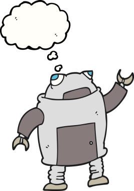 Bir insan tarafından çizilmiş serbest çizim baloncuk robot.