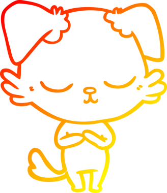 Bir insan tarafından çizilmiş sevimli bir köpeğin sıcak çizgi çizgisi.