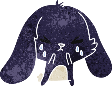 Bir insan tarafından çizilmiş sevimli kawaii üzgün tavşanın serbest çizimi.