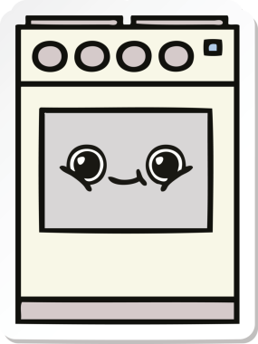 Bir insan tarafından çizilmiş şirin bir mutfak fırınının çıkartması.