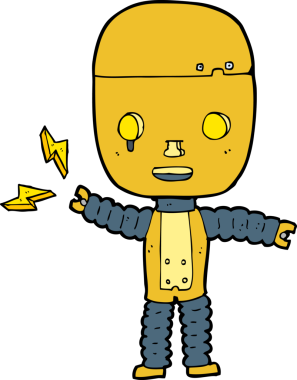 Bir insan tarafından çizilmiş çizgi film robotu