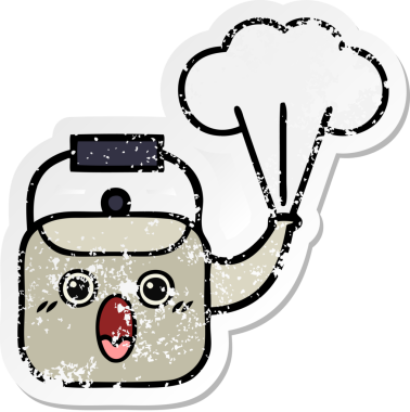 Bir insan tarafından çizilmiş dumanı tüten tatlı bir karikatür çıkartması.