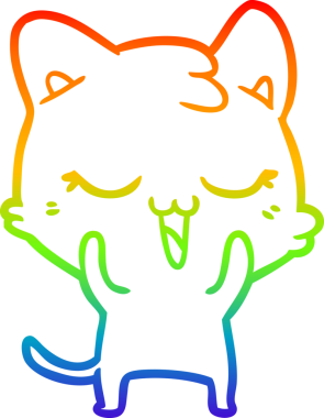 gökkuşağı gradyanı çizimi bir insan tarafından çizilmiş çizgi film kedisi