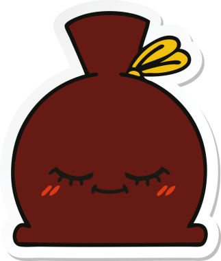 Bir insan tarafından çizilmiş şirin bir karikatür çuvalı.