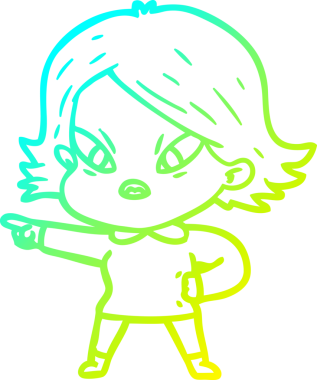 Bir insan tarafından çizilmiş soğuk gradyan çizgi çizimi stresli bir kadın