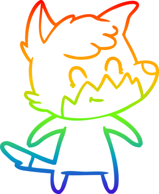 Gökkuşağı gradyan çizgi çizimi bir insan tarafından çizilmiş, dost bir tilki.