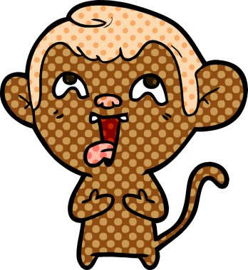 Bir insan tarafından çizilmiş çılgın çizgi film maymunu