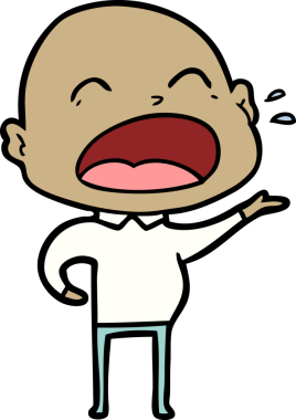 Bir insan tarafından çizilmiş kel adam diye bağıran çizgi film.