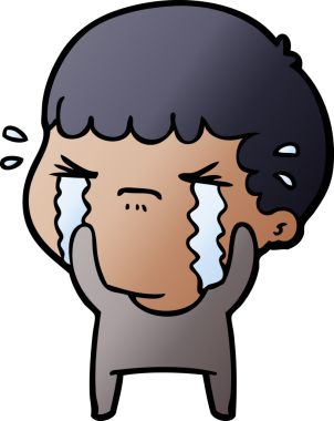 Bir insan tarafından çizilmiş ağlayan çizgi film adamı.