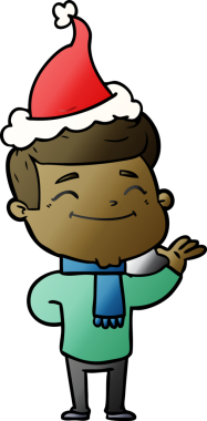 Bir insan tarafından çizilmiş Noel Baba şapkası giymiş bir adamın gradyan çizimi.