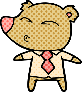 Bir insan tarafından çizilmiş bir çizgi film ıslık çalan ayı patronu.