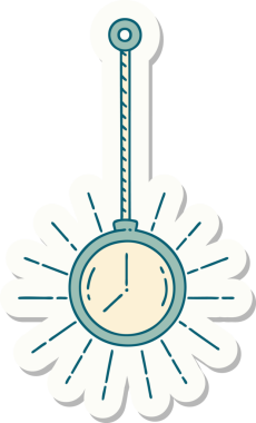 Bir insan tarafından çizilmiş dövme stili altın cep saati çıkartması.