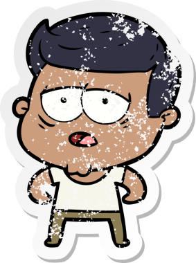 Bir insan tarafından çizilmiş yorgun bir çizgi filmin sıkıntılı çıkartması.