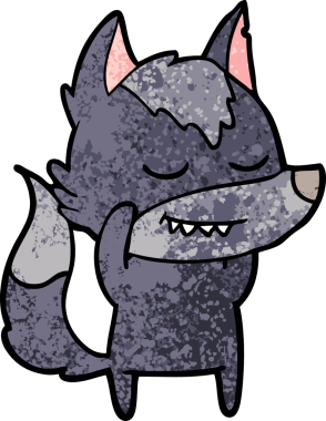 Bir insan tarafından çizilmiş dost canlısı bir kurt.