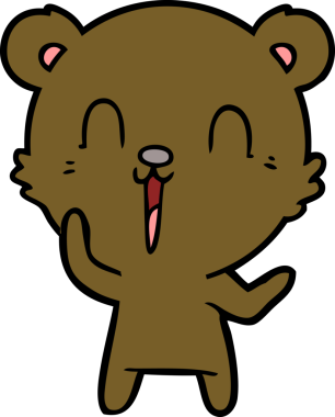 Bir insan tarafından çizilmiş mutlu çizgi film ayısı.