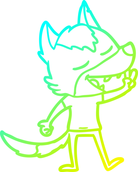 Bir insan tarafından çizilen barış işaretini veren çizgi bir kurt çizimi.