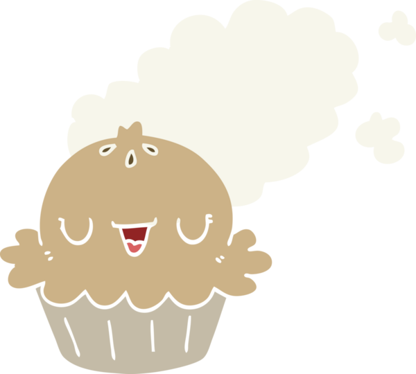 Bir insan tarafından çizilmiş şirin düz renkli çizgi film pastası.