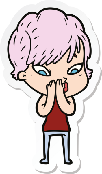 Bir insan tarafından çizilmiş bir karikatür kadının çıkartması.