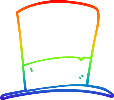 gökkuşağı gradyan çizgi çizimi bir insan tarafından çizilmiş silindir şapka