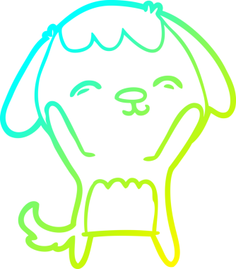 Bir insan tarafından çizilmiş mutlu çizgi film köpeğinin soğuk gradyan çizimi