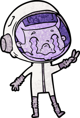 Bir insan tarafından çizilmiş ağlayan astronot çizgi filmi.