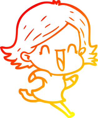 Bir insan tarafından çizilmiş mutlu bir kadının çizgi çizimi.