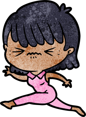 Bir insan tarafından çizilmiş çizgi film kadını.