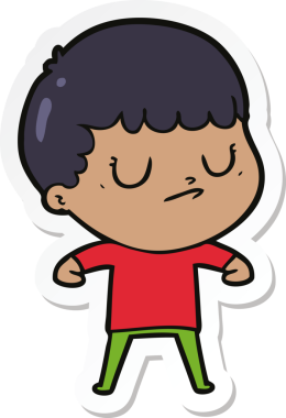 Bir insan tarafından çizilmiş huysuz bir çocuğun çıkartması.